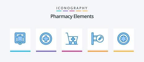 Apotheke Elemente blau 5 Icon Pack inklusive Medizin. Medizin. Wagen. Pillen. medizinisch. kreatives Symboldesign vektor