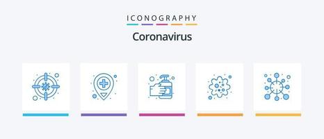 Coronavirus Blue 5 Icon Pack inklusive Corona. Krankheit. Handdesinfektionsmittel. Antigen. Erreger. kreatives Symboldesign vektor