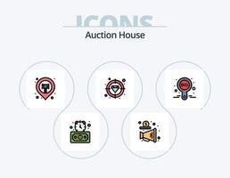 Auktionslinie gefüllt Icon Pack 5 Icon Design. seo. Markt. Etikett. Geld. Hammer vektor