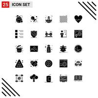 uppsättning av 25 modern ui ikoner symboler tecken för kärlek mönster företag mardi gras karneval redigerbar vektor design element