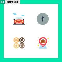 piktogram uppsättning av 4 enkel platt ikoner av bil munk fordon kommunikation mat redigerbar vektor design element