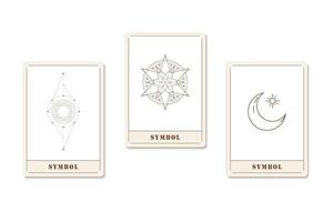 uppsättning kort med geometriska ikoner för astrologi vektor