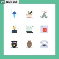 Stock Vector Icon Pack mit 9 Zeilen Zeichen und Symbolen für Fledermaus Happy Zelt Free Wertschätzung Affirmation editierbare Vektordesign-Elemente