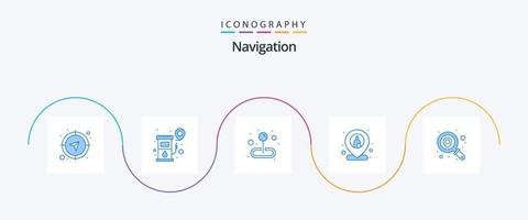 navigering blå 5 ikon packa Inklusive stift. plats. Karta. bar plats. stift vektor