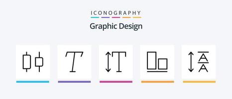 Designlinie 5 Icon Pack inklusive . Quadrat. Schriftart. kreatives Symboldesign vektor