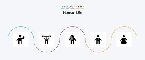 mänsklig glyf 5 ikon packa Inklusive . människor. vikt. människor. Plats resande vektor