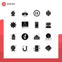 16 kreative Symbole moderne Zeichen und Symbole der Sicherheitsforschung Medien Marktanalyse editierbare Vektordesign-Elemente vektor