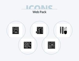 webb packa glyf ikon packa 5 ikon design. penna. mus. e-handel. teckning. programmering vektor