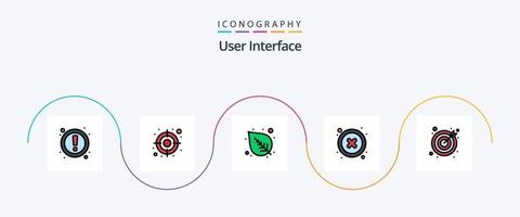 Benutzeroberfläche Zeile gefüllt Flat 5 Icon Pack einschließlich. Ziele. Natur. Darts. Schnittstelle vektor