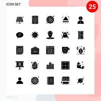 grupp av 25 fast glyfer tecken och symboler för imitation avatar tycka om ner eject redigerbar vektor design element