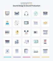 kreatives Sounddesign und Soundproduktion 25 Flat Icon Pack wie Phonograph. Rabatt. Band. Studio. Kopfhörer vektor