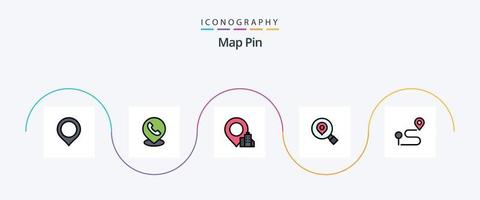 Karta stift linje fylld platt 5 ikon packa Inklusive navigering. plats. plats. plats. Sök vektor