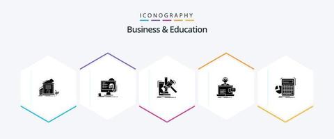 Business und Bildung 25 Glyphen-Icon-Pack inklusive Kunde. Unterstützung. Laptop. Gesetz. Hammer vektor