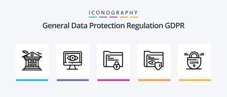 gdpr line 5 icon pack inklusive world. legal. gdpr. Gesetz. gdpr. kreatives Symboldesign vektor