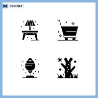 Aktienvektor-Icon-Pack mit 4 Zeilenzeichen und Symbolen für den Sommer-Warenkorb-Shopping-Halloween-Heim-bearbeitbare Vektor-Design-Elemente vektor