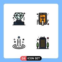 4 kreativ ikoner modern tecken och symboler av företag spa hand gest byggnad redigerbar vektor design element