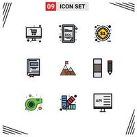 Stock Vector Icon Pack mit 9 Zeilen Zeichen und Symbolen für Achievement Jagdgesetz Dokument bearbeitbare Vektordesign-Elemente