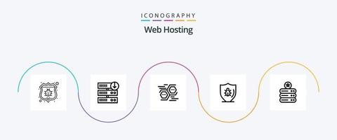 Webhosting Line 5 Icon Pack inklusive Programmierung . Server herunterladen. Digital. Daten vektor