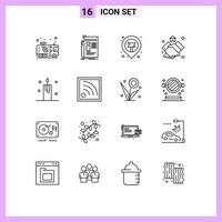 uppsättning av 16 modern ui ikoner symboler tecken för hus egendom nyhetsbrev avtal klibbig redigerbar vektor design element