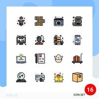 Flache, farbgefüllte Linienpackung mit 16 universellen Symbolen für mobile Sperren kaufen Geräteverkauf editierbare kreative Vektordesign-Elemente vektor