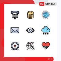 uppsättning av 9 modern ui ikoner symboler tecken för e-post Kontakt kanada kommunikation företag redigerbar vektor design element
