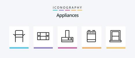 Appliances Line 5 Icon Pack inklusive Radio. elektrisch. Telefon. Haushaltsgeräte. Haus. kreatives Symboldesign vektor