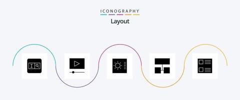 Layout-Glyphe 5 Icon Pack inklusive . Layout. Liste. Kontrollkästchen vektor