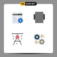 flaches Icon-Paket mit 4 universellen Symbolen des Browser-Zeichnungslayouts Kompass Geld editierbare Vektordesign-Elemente vektor