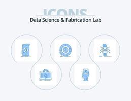 data vetenskap och tillverkning labb blå ikon packa 5 ikon design. företag. analys. kunskap. vetenskap. mobil vektor