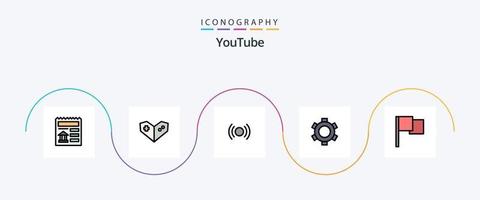 Youtube linje fylld platt 5 ikon packa Inklusive flagga. ui. grundläggande. miljö. grundläggande vektor