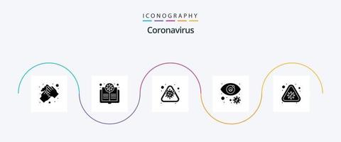 Coronavirus Glyph 5 Icon Pack inklusive Ansicht. Auge. Wissenschaftler. Virus. Krankheit vektor