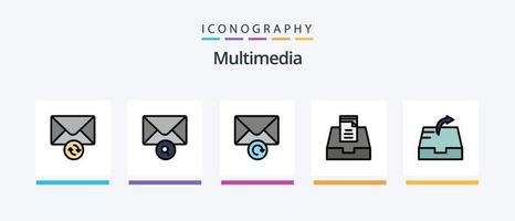 Multimedia-Linie gefüllt 5 Icon Pack einschließlich . erhalten. wiederholen. Post. kreatives Symboldesign vektor