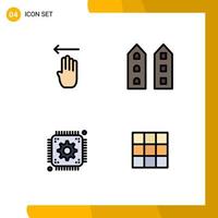 4 universell fylld linje platt färger uppsättning för webb och mobil tillämpningar finger chip vänster affär främre utveckling redigerbar vektor design element