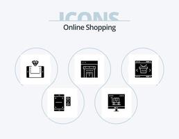Online-Shopping-Glyphen-Icon-Pack 5 Icon-Design. Einkaufen. online. Marketing. Smartphone. Geschäft vektor