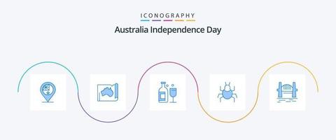 Australien oberoende dag blå 5 ikon packa Inklusive virus. insekt. plats. whisky. bar vektor