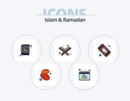 islam och ramadan linje fylld ikon packa 5 ikon design. kalender. muslim. fasta. islam. konst vektor