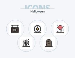 halloween linje fylld ikon packa 5 ikon design. magi. cirkel. Kista. Semester. godis vektor