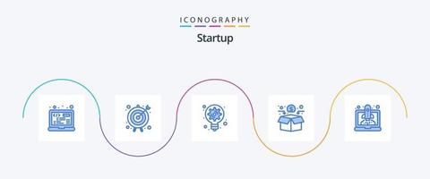 börja blå 5 ikon packa Inklusive sjösättning. folkmassan finansiering. generation. nätverk. finansiering vektor