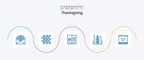 Thanksgiving Blue 5 Icon Pack inklusive Getreide. Herbst. Ernte. das Erntedankfest. Speisekarte vektor