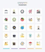kreativ investering 25 platt ikon packa sådan som investering. pengar. mynt. investering. mål vektor