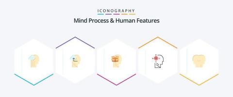 Mind Process und Human Features 25 Flat Icon Pack inklusive Empathie. du selbst . Kasten. verwandeln. männlich vektor