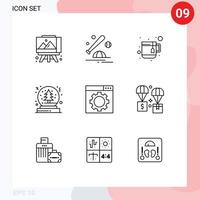 satz von 9 modernen ui-symbolen symbolzeichen für die website-optimierung cup tree snow editierbare vektordesignelemente vektor