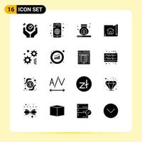 16 kreative Symbole moderne Zeichen und Symbole der Zahnradkarte mobiler Bau Spa editierbare Vektordesign-Elemente vektor
