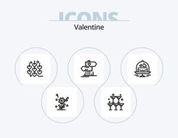 valentine linje ikon packa 5 ikon design. diamant. hjärta. bröllop. kärlek. brand vektor