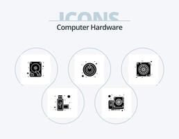 Computerhardware-Glyphen-Icon-Pack 5-Icon-Design. . Fan. Antrieb. Gerät. schalten vektor