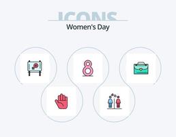 Womens Day Line gefüllt Icon Pack 5 Icon Design. Bewusstsein. Tag. Frau. Organisation. Schleife vektor