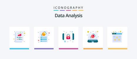 Datenanalyse Flat 5 Icon Pack inklusive Bewertung. Bericht. Daten. Datei. Datenbank. kreatives Symboldesign vektor