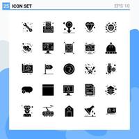 25 kreative Symbole, moderne Zeichen und Symbole von SEO-Premium-Schmuck-Edelsteinen, editierbare Vektordesign-Elemente vektor