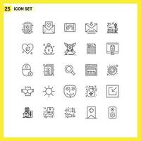 Stock Vector Icon Pack mit 25 Zeilenzeichen und Symbolen für Bankbrief Thanksgiving E-Mail-Schnittstelle editierbare Vektordesign-Elemente