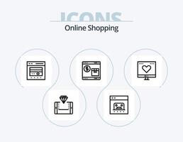 Online-Shopping-Line-Icon-Pack 5 Icon-Design. Geld. Bank. online. Geldautomat. Geschäft vektor